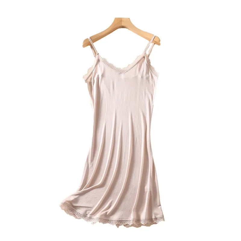 Mulberry Silk V-neck Lace Sexy Suspender Nightdress Ladies' Night Dress Thin Sling Nightdress Women Summer Nightgown